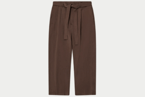 SMART TIE BELTED TROUSERS BROWN
