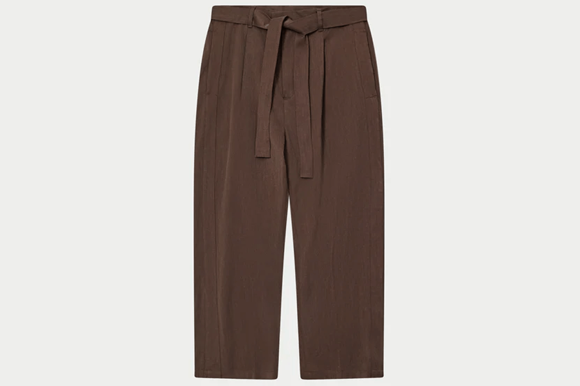SMART TIE BELTED TROUSERS BROWN