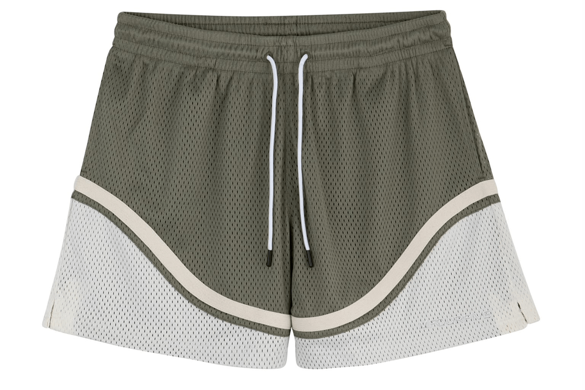 Olive & Cream Mesh Basketball Shorts