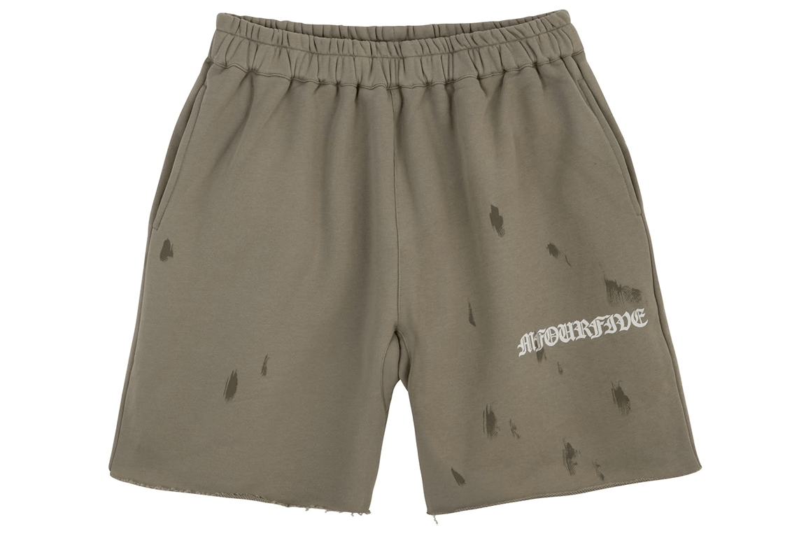Olive Paint Splatter Fleece Shorts