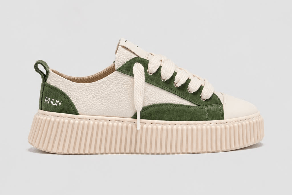 Sneakers 2027 Green Grain Leather Mix